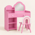 Coiffeuse enfant nuage coloris Rose avec miroir et chaise arc-en-ciel